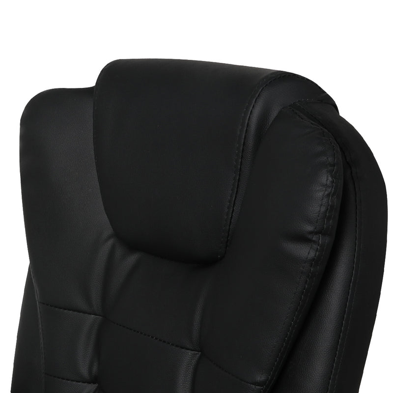 Gaming Chair Office Computer Seat Racing PU Leather Executive Footrest Racer Black - Emete Store