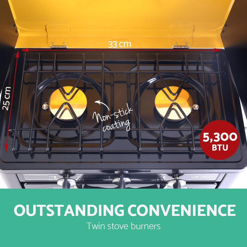 Devanti 3 Burner Portable Oven - Black & Yellow Idropship