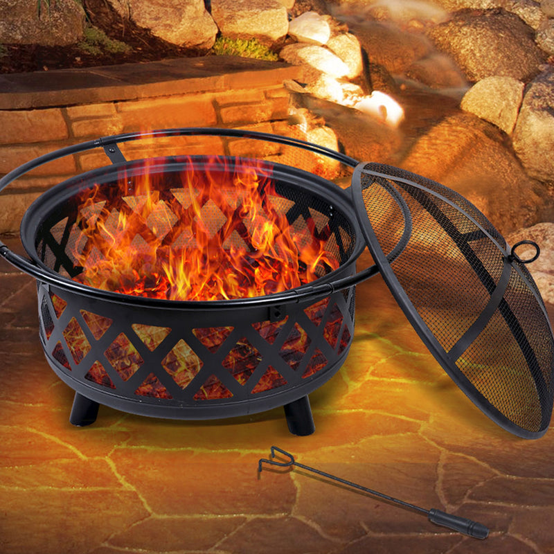 Outdoor Fire Pit BBQ Portable Camping Fireplace Heater Patio Garden Grill Emete store