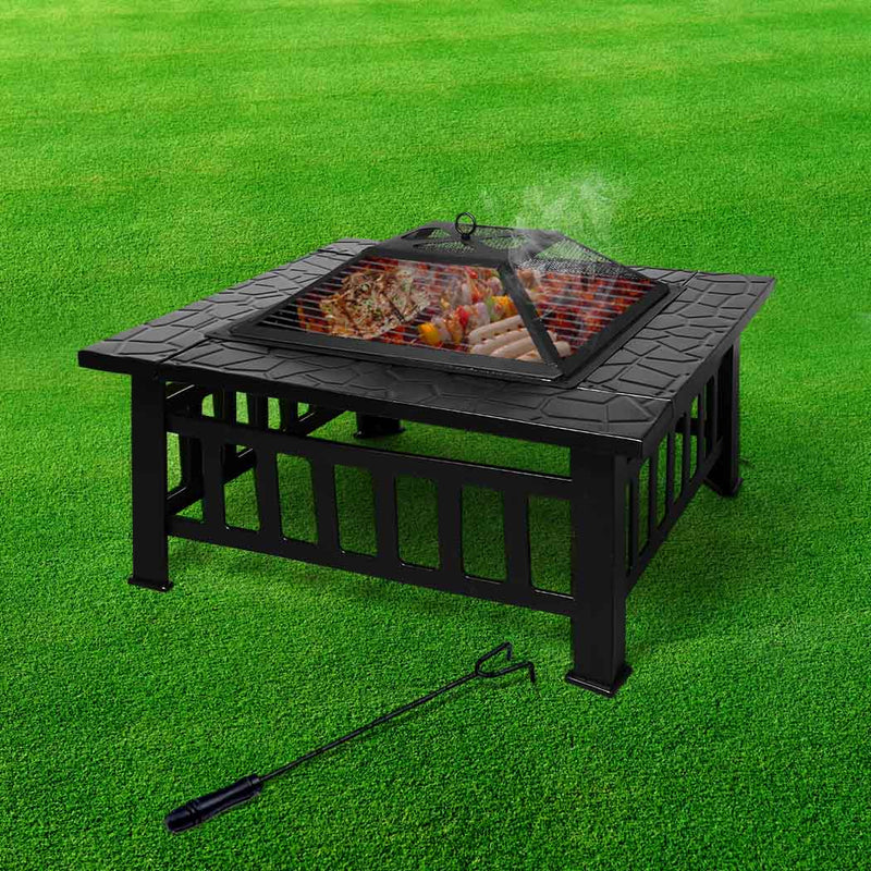 Fire Pit BBQ Grill Pits Outdoor Patio Garden Heater Fireplace BBQS Grills 3IN1 Idropship
