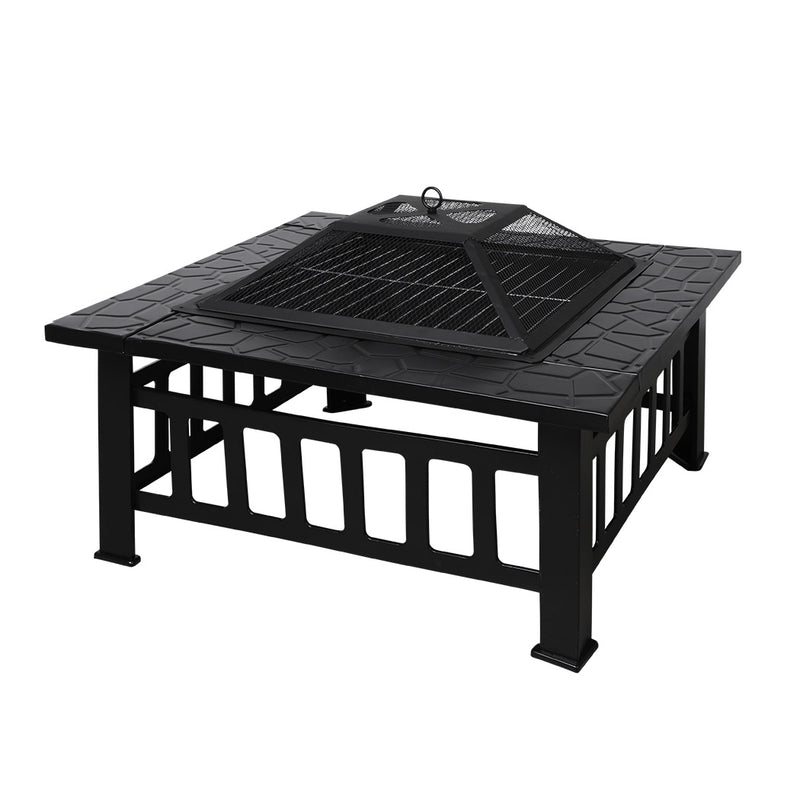 Fire Pit BBQ Grill Pits Outdoor Patio Garden Heater Fireplace BBQS Grills 3IN1 Idropship
