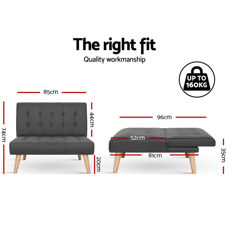 Artiss Linen Sofa Bed Lounge Chair Single Seater Modular Bed Set Emete store
