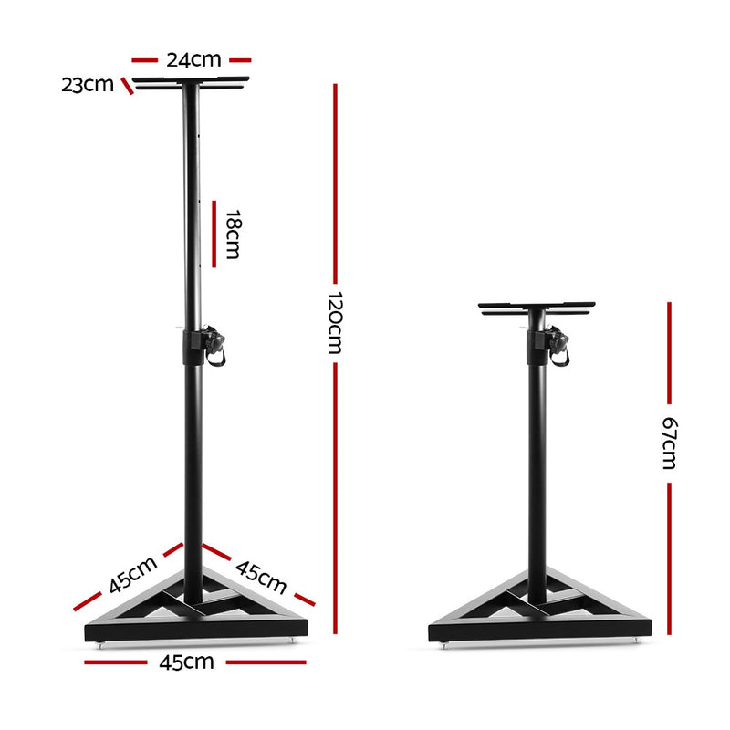 Alpha Speaker Stand 67-120cm Adjustable Height Surround Sound Studio Home 2pcs - Emete Store