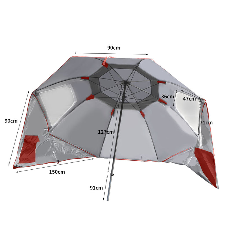 Mountview Beach Umbrella Outdoor Umbrellas Sun Shade Garden Shelter 2.33M Red - Emete Store