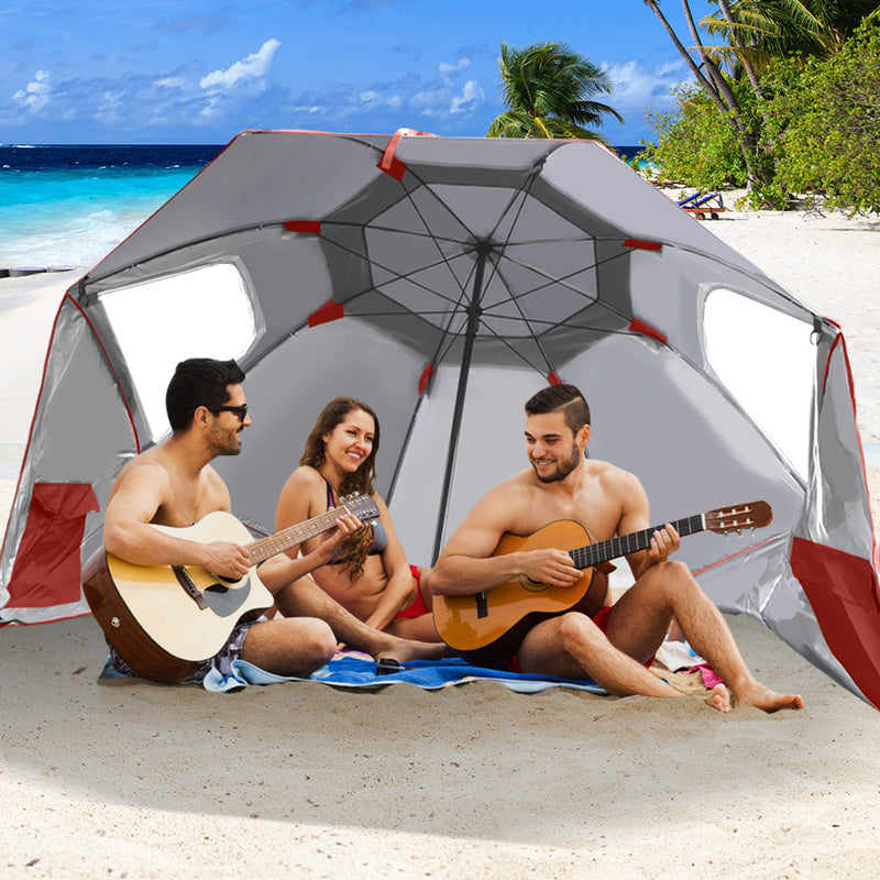 Mountview Beach Umbrella Outdoor Umbrellas Sun Shade Garden Shelter 2.33M Red - Emete Store