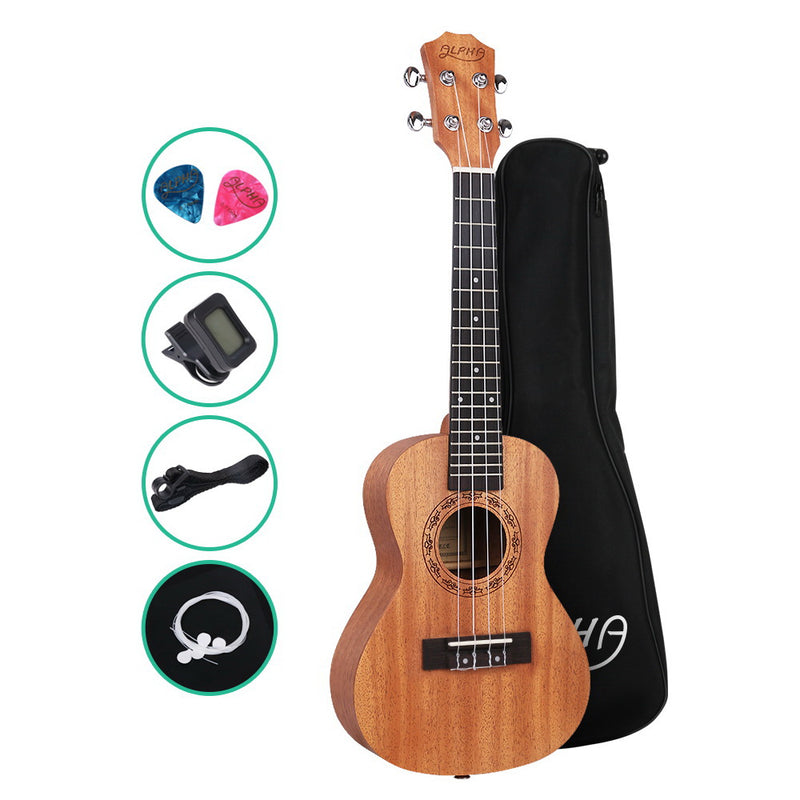 Ukulele Natural Mahogany Tenor Beginner Gift w/ Carry Bag -Alpha 26" - Emete Store