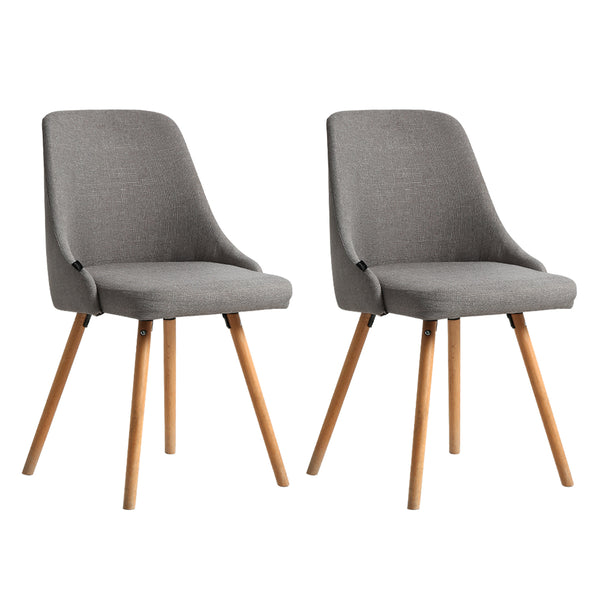 Artiss Set of 2 Replica Dining Chairs Beech Wooden Timber Chair Kitchen Fabric Grey Emete store