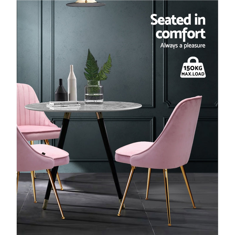 Artiss Set of 2 Dining Chairs Retro Chair Cafe Kitchen Modern Iron Legs Velvet Pink Emete store