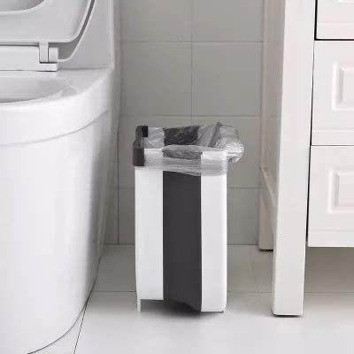 Hanging Trash Can Collapsible Small Garbage Waste Bin for Kitchen Cabinet Door (White) Emete store