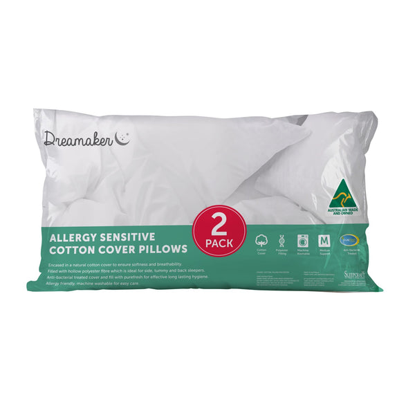 Dreamaker Allergy Sensitive Cotton Cover Pillow 2 Pack Idropship