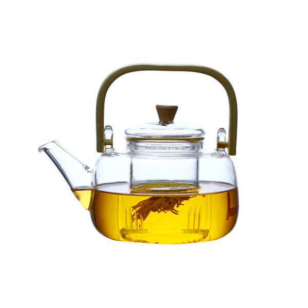 Glass Teapot Tea Pot Coffee Kettle With Bamboo Handle Japanese Style - Emete Store