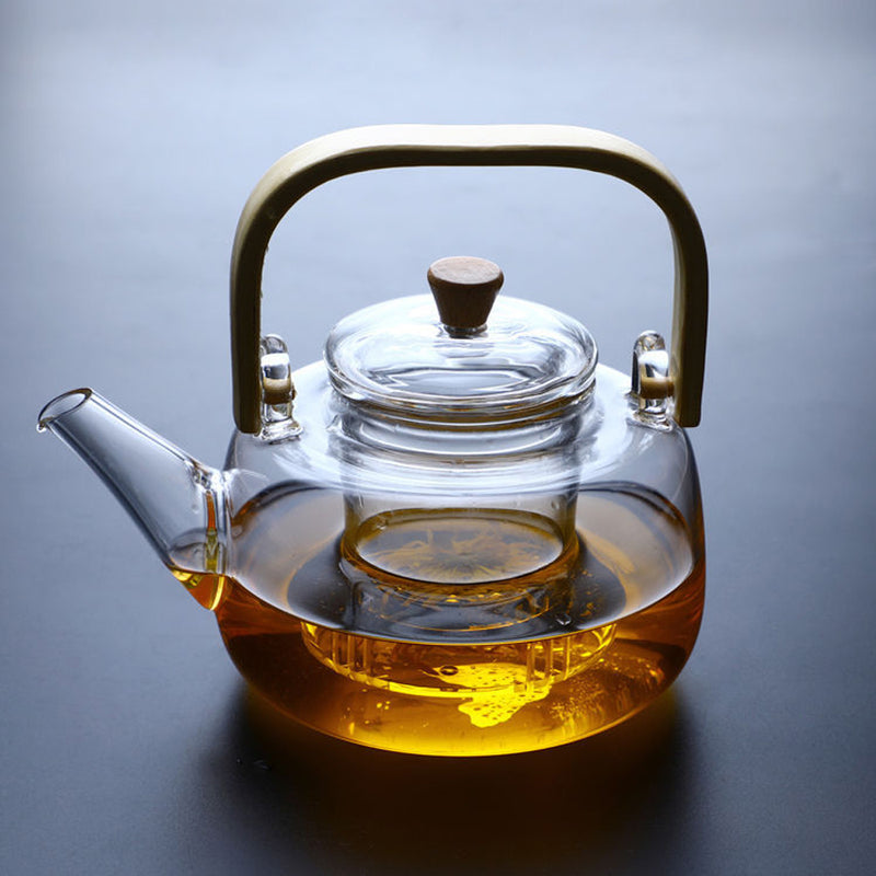 Glass Teapot Tea Pot Coffee Kettle With Bamboo Handle Japanese Style Idropship