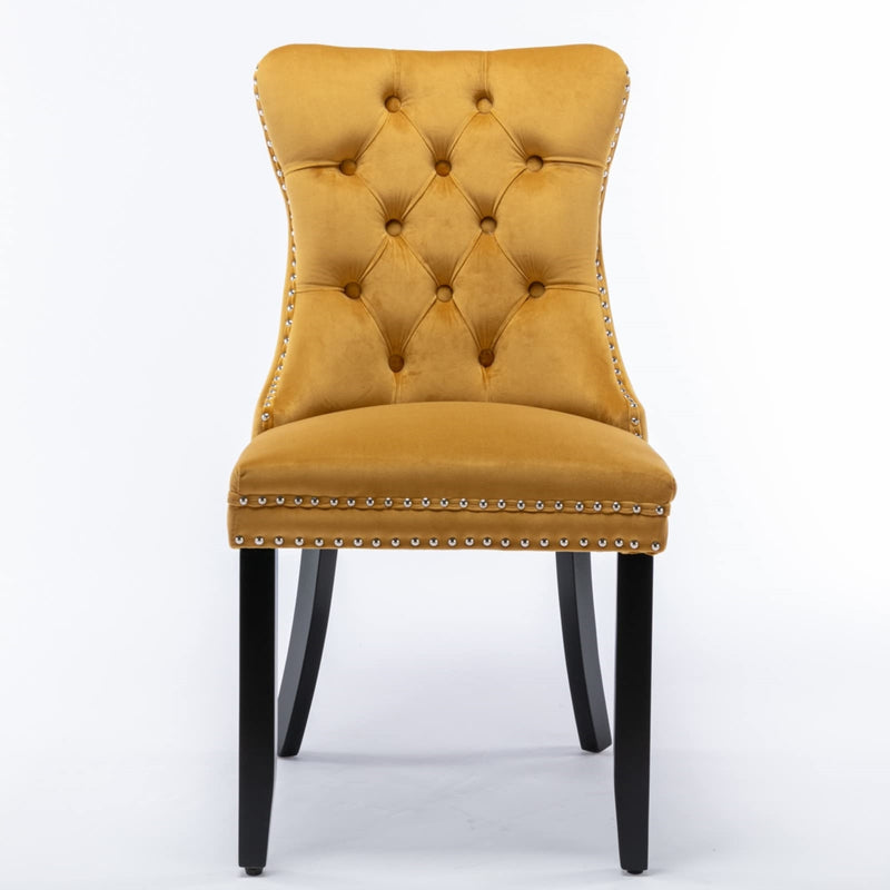 2x Velvet Dining Chairs -Gold Emete store