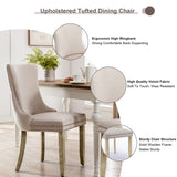 2x Velvet Upholstered Dining Chairs Tufted Wingback Side Chair with Studs Trim Solid Wood Legs for Kitchen - Emete Store