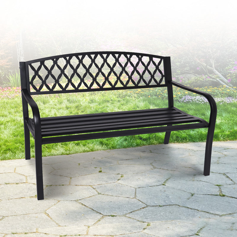 Wallaroo Steel Outdoor Garden Bench - Diamond - Emete Store