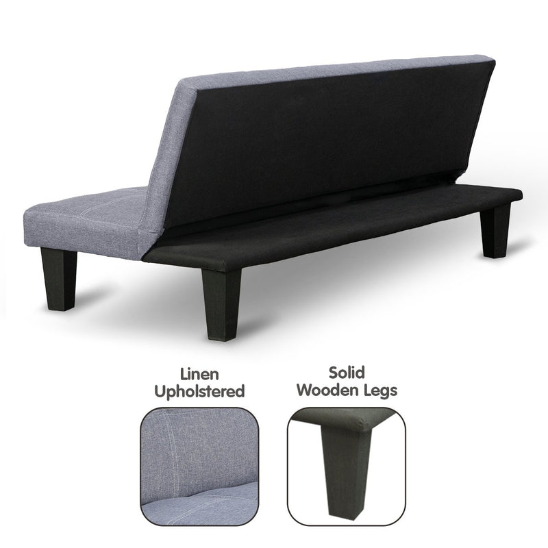 Sarantino Sofa Bed Lounge Couch Futon Furniture Seat Adjustable Suite Dark Grey Emete store