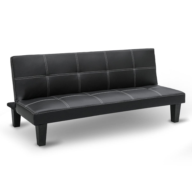 Sarantino 2 Seater Modular Faux Leather Fabric Sofa Bed Couch - Black Emete store