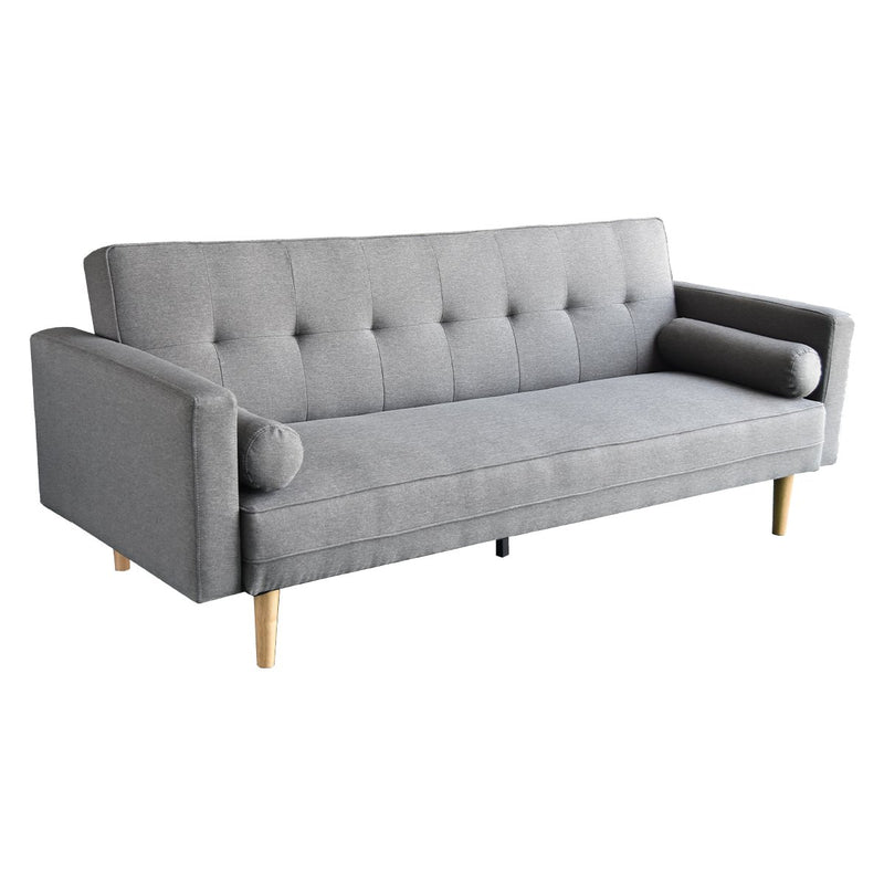 Sarantino Madison Sofa Bed Lounge Couch Futon Furniture Home Light Grey Linen Suite - Emete Store