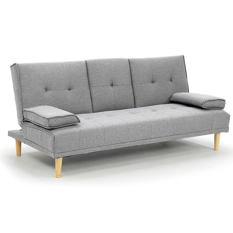 Sarantino Rochester Linen Fabric Sofa Bed Lounge Couch Futon Furniture Suite - Light Grey Emete store