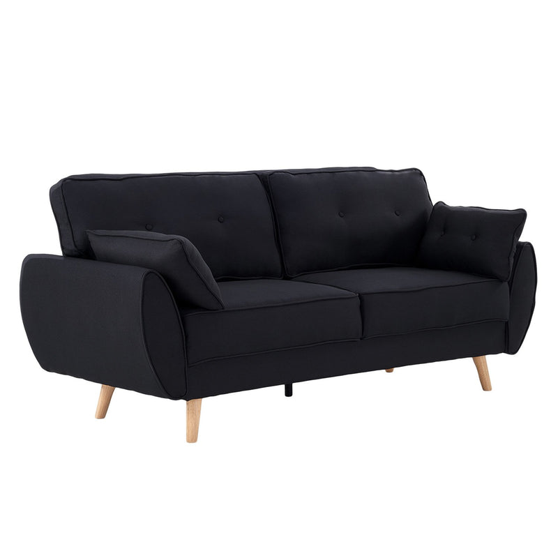 Sarantino 3 Seater Modular Linen Fabric Sofa Bed Couch Futon Suite - Black Emete store