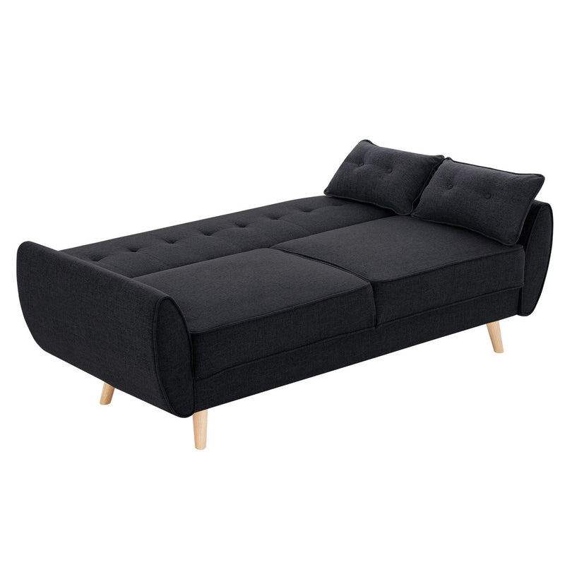 Sarantino 3 Seater Modular Linen Fabric Sofa Bed Couch Futon Suite - Black - Emete Store