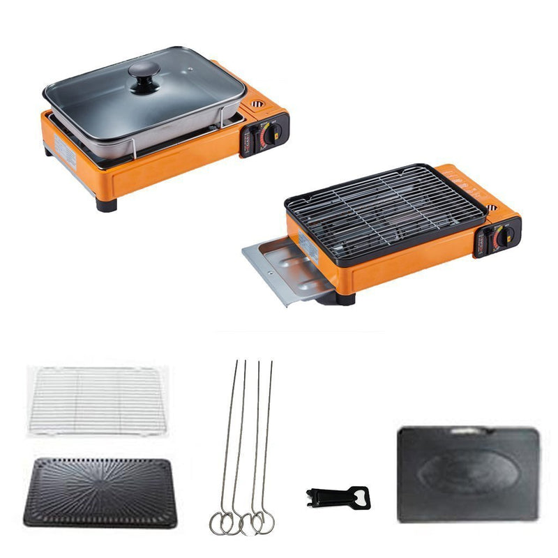 Portable Gas Stove Burner Butane BBQ Camping Gas Cooker With Non Stick Plate - Emete Store