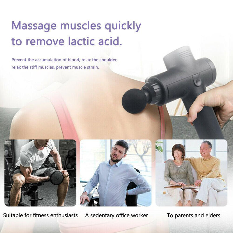 POWERFUL 6 Heads LCD Massage Gun Percussion Vibration Muscle Therapy Deep Tissue Silver Emete store