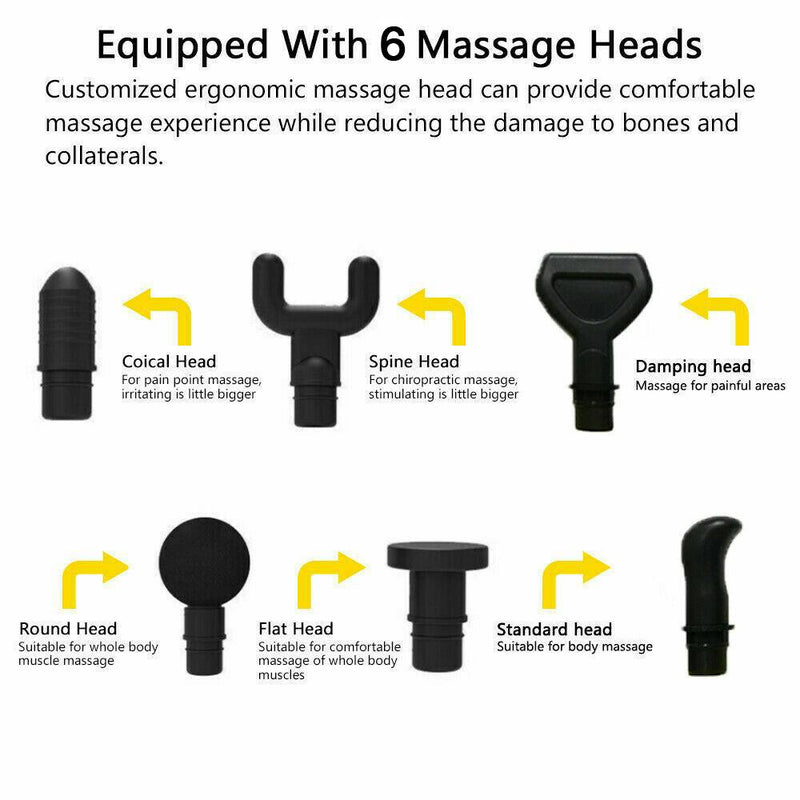 POWERFUL 6 Heads LCD Massage Gun Percussion Vibration Muscle Therapy Deep Tissue Silver Emete store