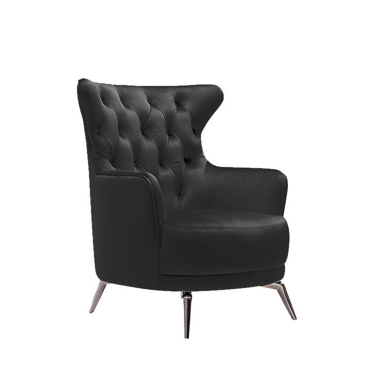 Grand Tufted Lounge - Black Velvet - Silver Legs - Emete Store