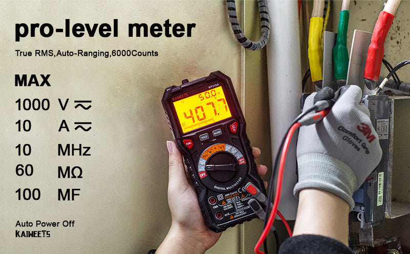 KAIWEETS Digital Multimeter TRMS 6000 Counts Voltmeter Auto-Ranging Fast Accurately Measures Voltage Current Amp Resistance Diodes Continuity Duty-Cycle Capacitance Temperature for Automotive Emete store