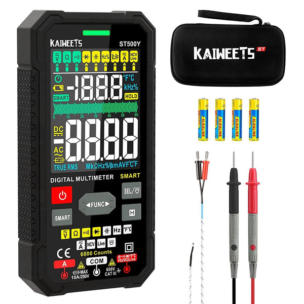 KAIWEETS ST500Y Digital Multimeter Voltmeter Ohmmeter 6000 Counts Auto-range Emete store