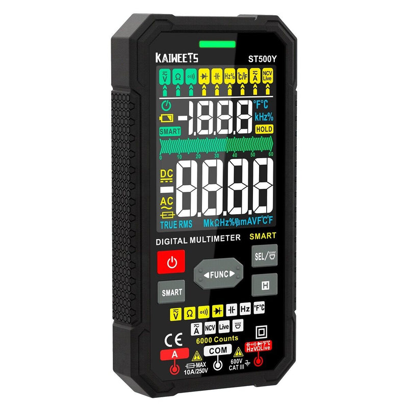 KAIWEETS ST500Y Digital Multimeter Voltmeter Ohmmeter 6000 Counts Auto-range Emete store