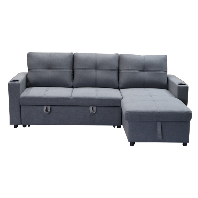 Georgia Sofa Bed Couch Lounge Modular Corner 3 Seat Rev - Dark Grey Emete store