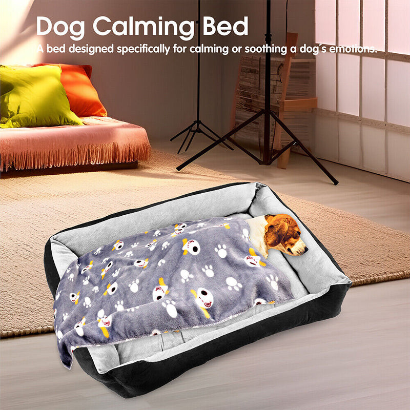 Dog Bed Pet Cat Calming Floor Mat Sleeping Cave Washable Extra Large - Emete Store