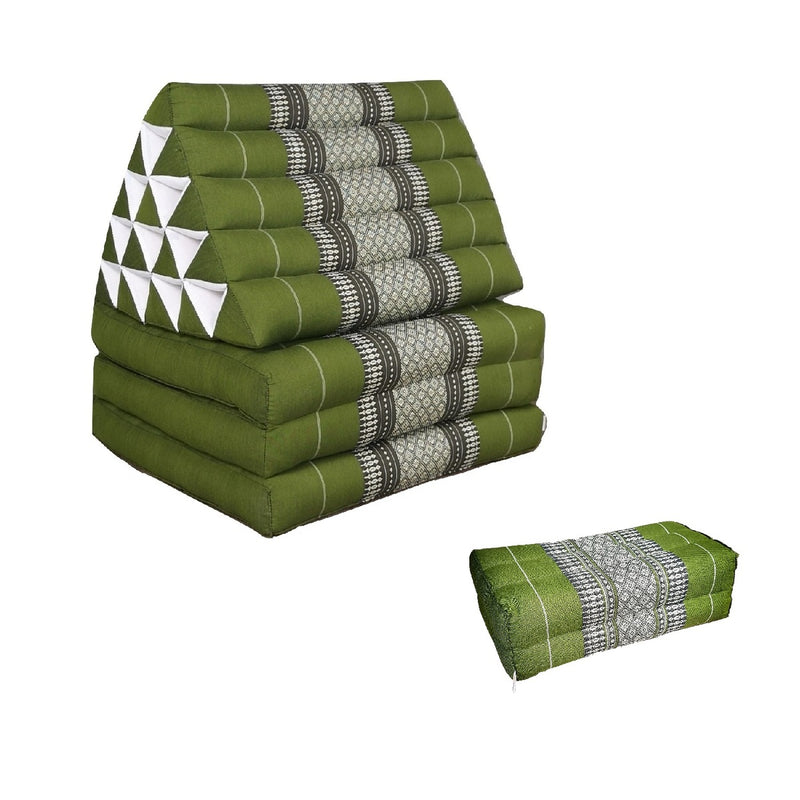 Jumbo Triangle Pillow THREE FOLDS Green + Arm/Leg Rest Block