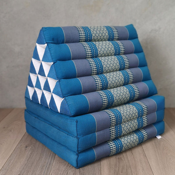 Jumbo Triangle Pillow THREE FOLDS BLUE
