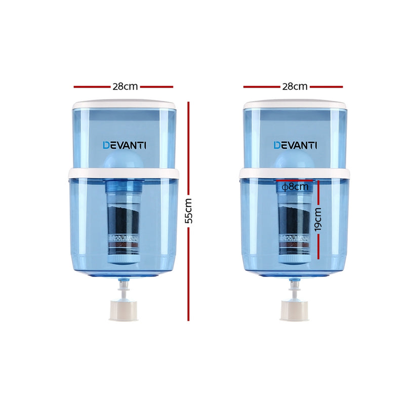 Devanti 22L Water Cooler Dispenser Purifier Filter Bottle Container 6 Stage Filtration Idropship