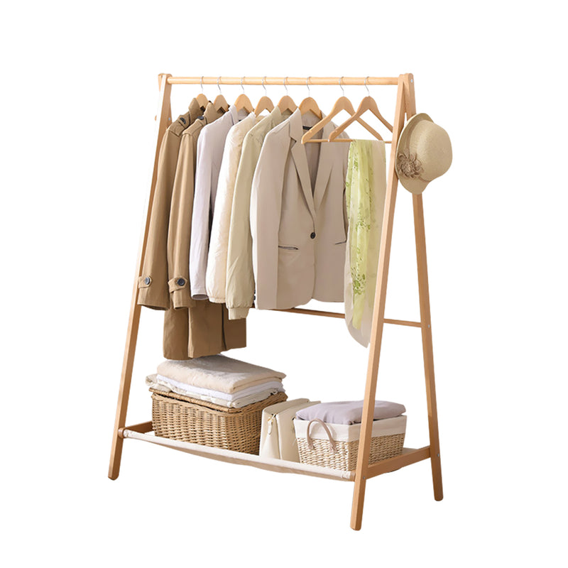 Levede Clothes Stand Garment Dyring Rack Hanger Organiser Wooden Rail Portable - Emete Store