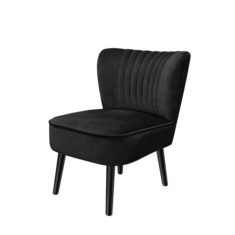 Levede Accent Chair Velvet Sofa Single Seater Lounge Shell Scallop Home Black - Emete Store