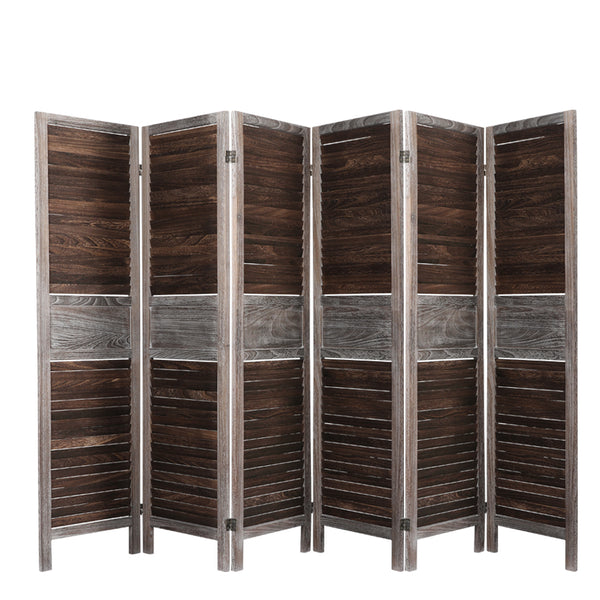 Levede 6 Panel Room Divider Folding Screen Privacy Dividers Stand Wood Brown Idropship