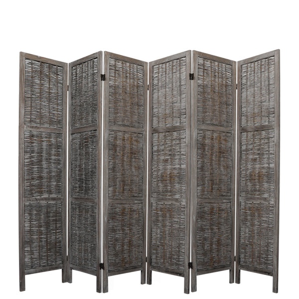 Levede 6 Panels Room Divider Screen Privacy Rattan Timber Fold Woven Grey Idropship