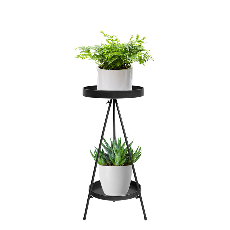 Plant Stand 2 Tiers Outdoor Indoor Metal Flower Pots Rack Garden Grey - Levede Emete store