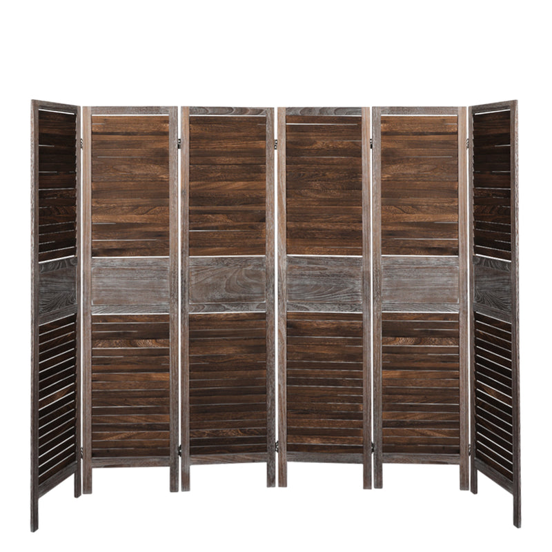 Levede 6 Panel Room Divider Folding Screen Privacy Dividers Stand Wood Brown Idropship