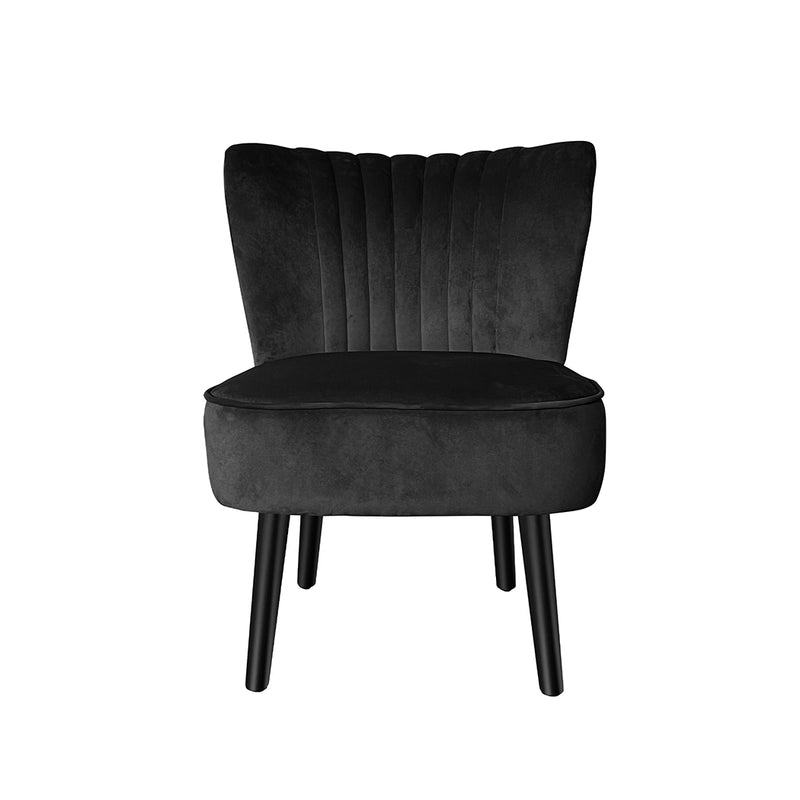 Levede Accent Chair Velvet Sofa Single Seater Lounge Shell Scallop Home Black - Emete Store