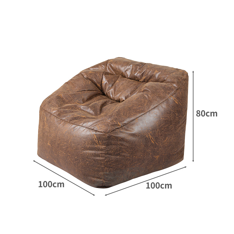 Marlow Bean Bag Chair Cover PU Leather Home Accent Game Seat Lazy Sofa Rustic - Emete Store