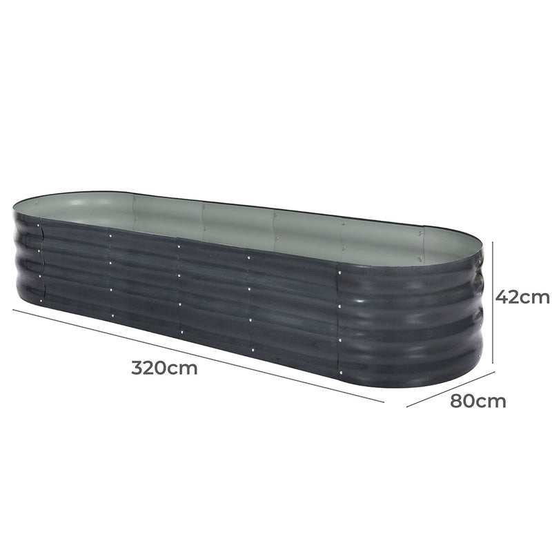 Lambu Garden Bed Planter Raised Coated Steel Vegetable Beds Oval 320x80x42cm - Emete Store