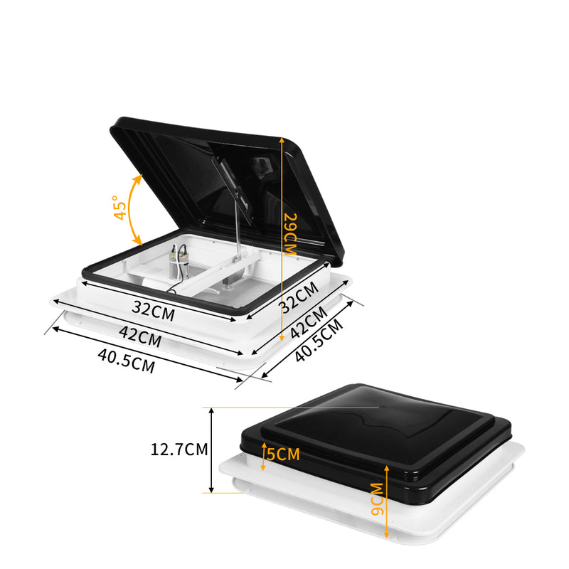 Manan Caravan RV Roof Vent Fan 12V Shower Hatch 355x355mm Flyscreen Motor Home - Emete Store