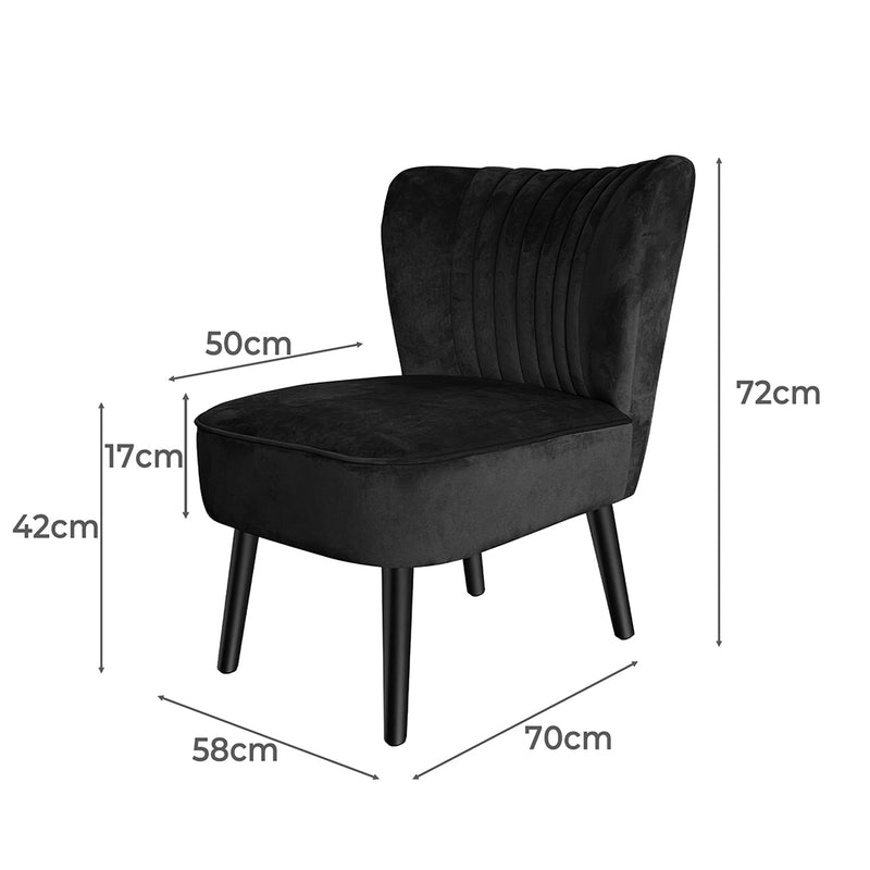 Levede Accent Chair Velvet Sofa Single Seater Lounge Shell Scallop Home Black - Emete Store