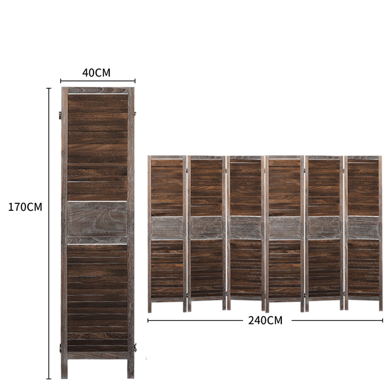 Levede 6 Panel Room Divider Folding Screen Privacy Dividers Stand Wood Brown Idropship