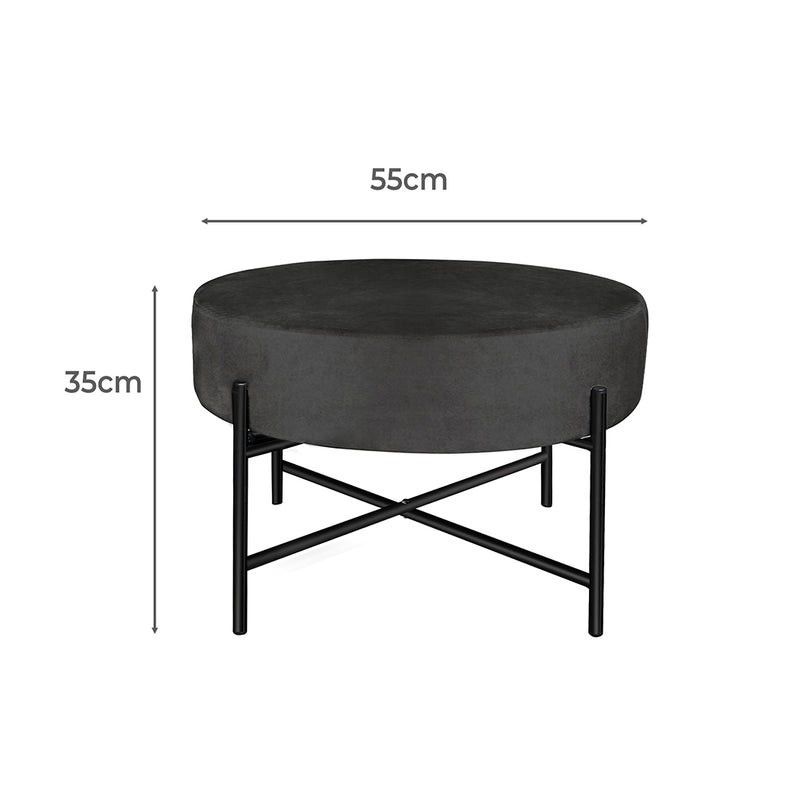 Levede Foot Stool Ottoman Footstool Velvet Accent Chair Round Dressing Vanity - Emete Store